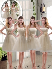 Simple Ruching Strapless Princess  Dama Dress with Bowknot