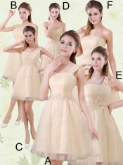 Strapless Appliques 2015 New Dama Dress in Champagne