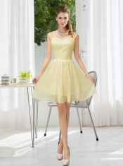 Straps Lace Sleeveless Dama Dress with Mini Length