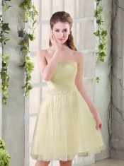Sweetheart A Line Appliques Champagne Dama Dress for 2015