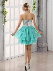 Sweetheart A Line Dama Dress with Sequins and Handle Made Flowers