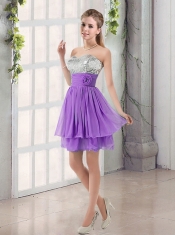 Sweetheart A Line Dama Dress with Sequins and Handle Made Flowers