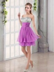 Sweetheart A Line Dama Dress with Sequins and Handle Made Flowers