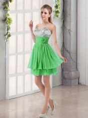 Sweetheart A Line Dama Dress with Sequins and Handle Made Flowers