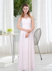 White Ruching Empire Dama Dresses for 2015