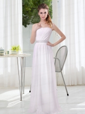 White Ruching Empire Dama Dresses for 2015