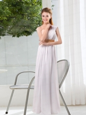 White Ruching Empire Dama Dresses for 2015