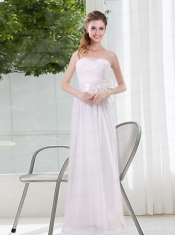 White Ruching Empire Dama Dresses for 2015