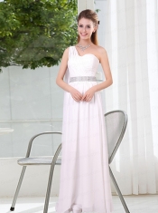 White Ruching Empire Dama Dresses for 2015
