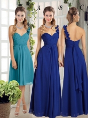 2015 Empire Ruching One Shoulder Dama Dress in Royal Blue