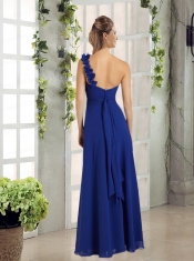 2015 Empire Ruching One Shoulder Dama Dress in Royal Blue