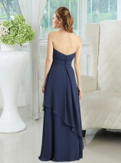 2015 Navy Blue Sweetheart Empire Dama Dress with Ruching