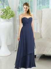 2015 New Style Sweetheart Ruching Dama Dress in Navy Blue