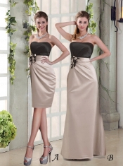 2015 Strapless Dama Dresses with Hand Made Flowers