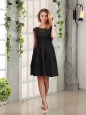 Bateau Cap Sleeves Lace Romantic Dama Dress for 2015