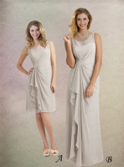 Column Appliques and Ruching Dama Dresses with Scoop