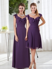 Empire 2015 Ruching Dama Dress with Backless in Purple