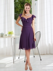 Empire 2015 Ruching Dama Dress with Backless in Purple