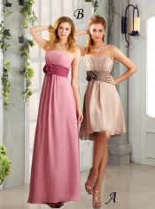 Empire Hand Made Flowers and Ruching Dama Dresses