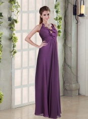 Empire Ruffles Halter 2015 Dama Dress in Purple