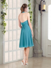 Empire Ruffles Turquoise 2015 Beautiful Dama Dress with Halter