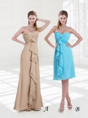 Empire Sweetheart Ruching Knee Length 2015 Baby Blue Dama Dresses