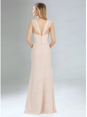 Empire Sweetheart Zipper Up Dama Dress in Champagne