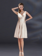 Empire V Neck Dama Dress with Appliques and Ruching
