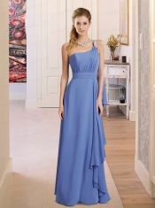 Popular Beading Ruching Dama Dresses with One Shoulder