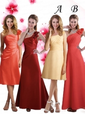 Ruching Chiffon Hand Made Flowers Dama Dress in Yellow