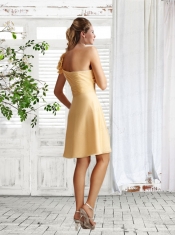 Ruching Chiffon Hand Made Flowers Dama Dress in Yellow