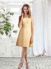 Ruching Chiffon Hand Made Flowers Dama Dress in Yellow