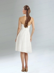 Simple Halter Empire Ruching and Hand Made Flowers Dama Dress