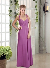 Straps Ruching 2015 New Style Dama Dress with Floor Length