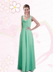 2015 Empire Ruching V Neck Dama Dress in Apple Green