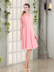 2015 The Brand New Style Halter Empire Chiffon Ruching Dama Dress