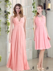 2015 The Brand New Style Halter Empire Chiffon Ruching Dama Dress