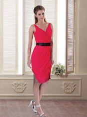 2015 V Neck Sleeveless Mini Length Stylish Dama Dresses