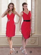 2015 V Neck Sleeveless Mini Length Stylish Dama Dresses