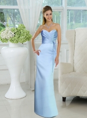 Elegant Ruched Sweetheart Long Dama Dress with Sash