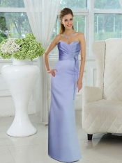 Elegant Ruched Sweetheart Long Dama Dress with Sash
