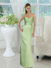 Elegant Ruched Sweetheart Long Dama Dress with Sash