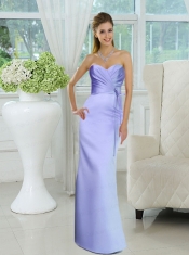 Elegant Ruched Sweetheart Long Dama Dress with Sash