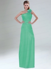 Hand Made Flowers Decorated One Shoulder Dama Dress
