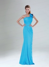 Hand Made Flowers Decorated One Shoulder Dama Dress