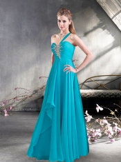 New Style Empire Chiffon 2015 Beading Dama Dress with One Shoulder