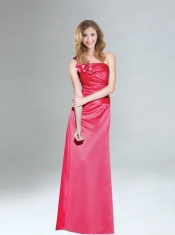 One Shoulder Floor Length Dama Dresses with Hand Made Flowers