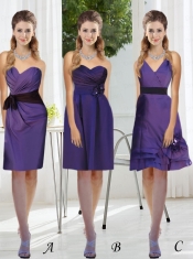 Ruched Sweethear Column Short Dama Dress with Waistband