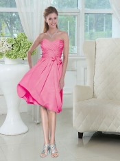 Sweetheart Ruched Chiffon Dama Dress with Bowknot