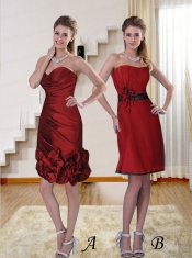 Sweetheart Ruching Column Dama Dress for 2015